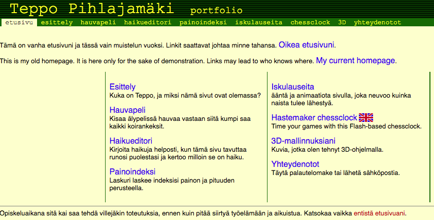 Kolmannen nettisivuni leiska