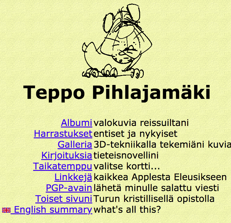Vanhimman nettisivuni leiska